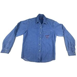 Hard Rock Cafe Shirt Men's Medium Denim Memphis Button Down Long‎ Sleeve